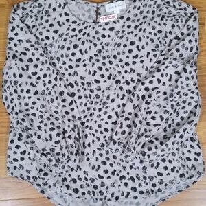 Cloth & Stone Gray Leopard Print Blouse